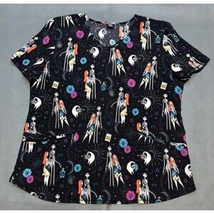 The Nightmare Before Christmas Scrub Top Women's Size Large Tim Burton Disney